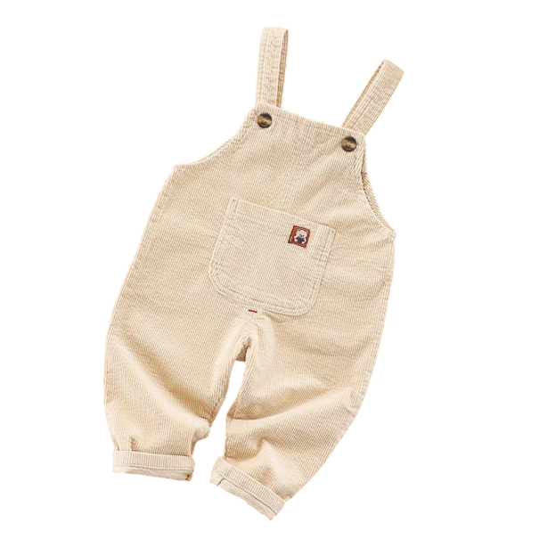 Dětský džínový overal s dlouhými kalhotami a kapsami Unisex oblečení pro batolata Ramínka na knoflíky Stylové džíny pro chlapce i dívky béžova 4