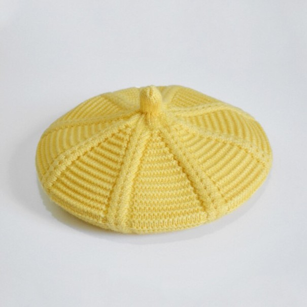 Detský háčkovaný baret žltá