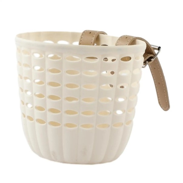 Detský košík na bicykel 17,5 x 13,5 x 15 cm Plastový košík s popruhmi na riadidlá Úložný košík pre detské bicykle béžová