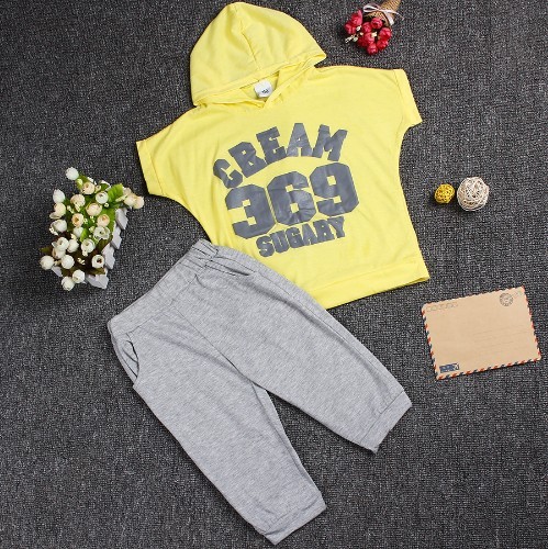 Detský letný set - tričko a nohavice - Žlto-šedý 4