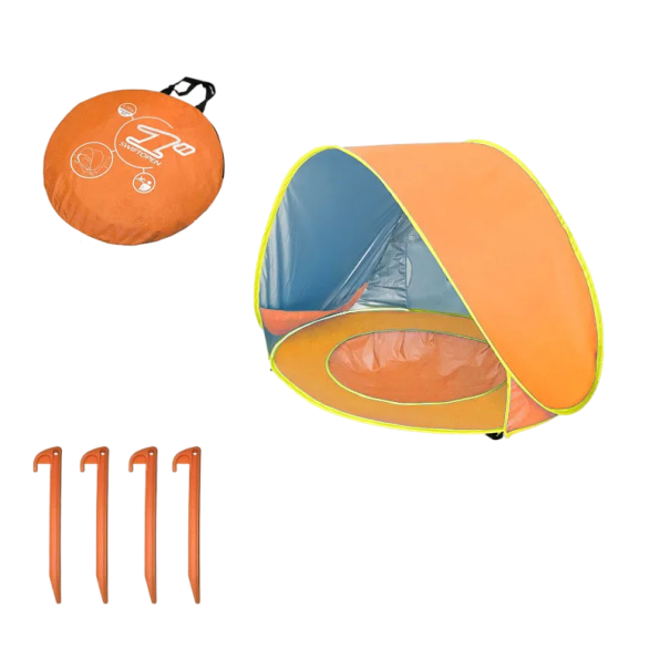 Detský plážový stan Samorozkladací plážový stan Ochrana proti slnku 120 x 80 x 70 cm oranžová