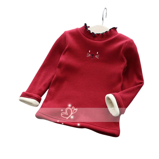 Dětský pletený svetr s lemovaným rolákem a vyšitým motivem Jednobarevný teplý svetr z bavlny akrylu a polyesteru Stylový top pro chlapce i dívky červená 5