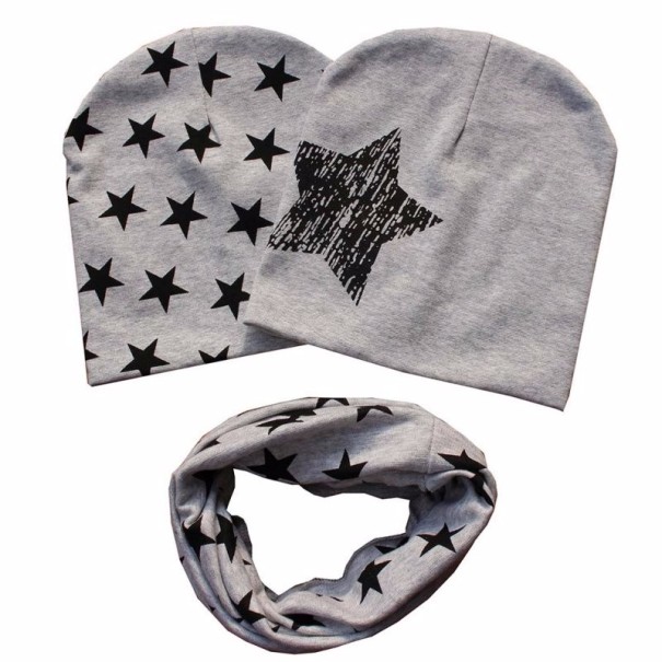 Detský set - 2 ks čiapka + nákrčník sivá