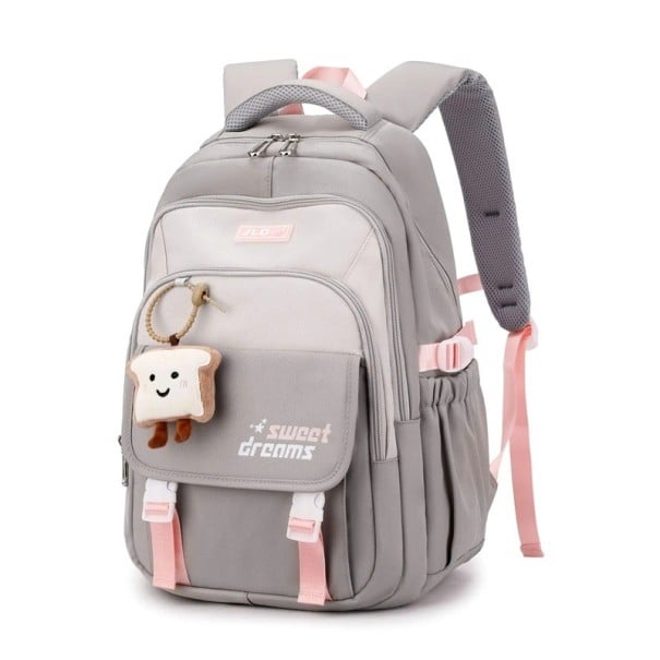 Dětský školní batoh voděodolný prostorný 47 x 34 x 24 cm nylonový lehký 0,8 kg s nastavitelnými popruhy pro dívky do školy i na cesty šedá
