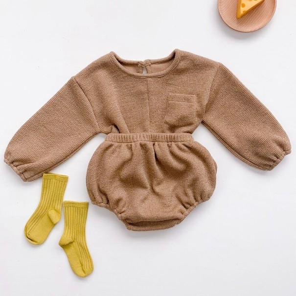 Detský sveter a kraťasy L1492 béžová 12-24 mesiacov
