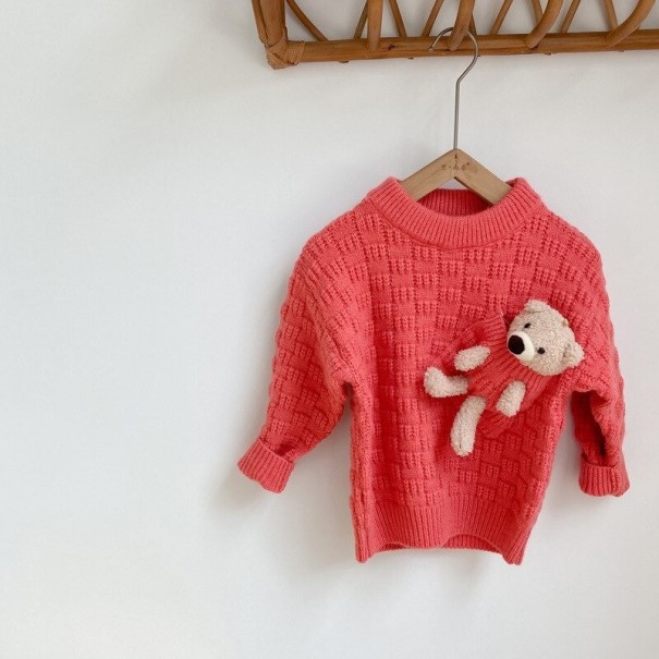 Detský sveter s medveďom červená 4