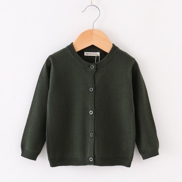 Dětský svetr na knoflíky L592 armádní zelená 4
