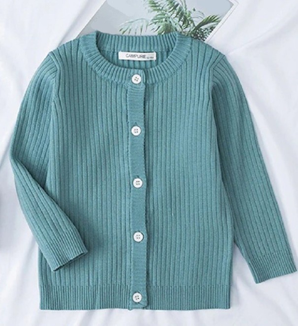 Dětský svetr na knoflíky tyrkysová 7