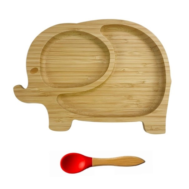 Detský tanierik s lyžičkou slon červená