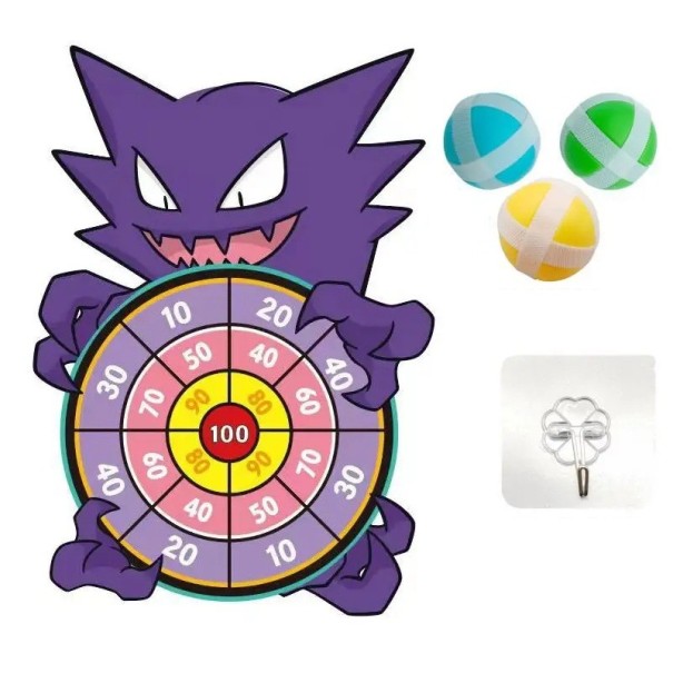 Detský terč na suchý zips Haunter 29 x 41 cm Bezpečná hádzacia hra 3 loptičky a háčik Pokémon dekorácie Rozvoj koordinácie Zábava pre deti 1