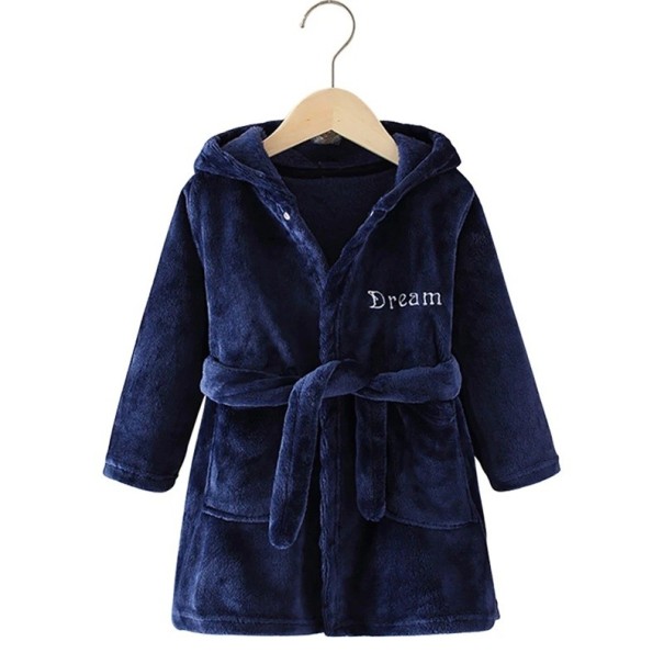 Dětský župan unisex Plyšový zavazování na tkaničku Polyester Jednobarevný s nápisem Dream Měkký hřejivý župan tmavě modrá 8