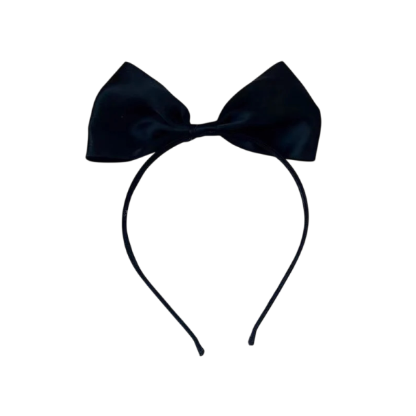 Diadema con gran lazo Tamaño universal Diadema de satén elegante Accesorio para el cabello festivo para baile, boda y fotografía negro