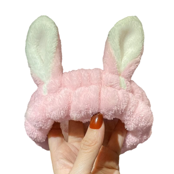 Diadema cosmética con orejas rosa