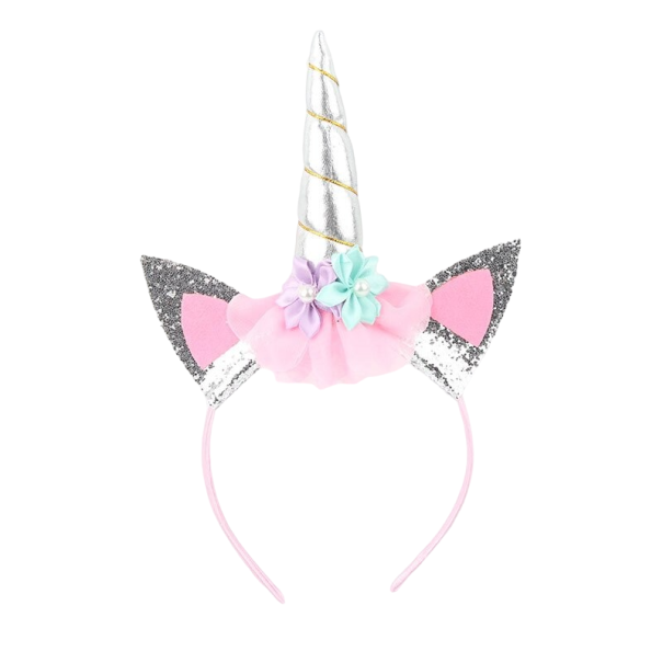 Diadema de unicornio para niños plateado