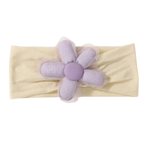 Diadema elástica para recién nacidos con flor Diadema de pelo de bebé suave Accesorio elegante para bebés Diadema para recién nacido cómoda y elástica morado