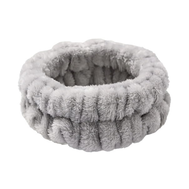 Diadema para mujer contra la caída del vello facial Diadema de vellón para maquillaje Diadema para lavarse el rostro con vello facial para mujer gris