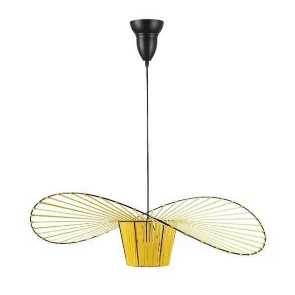 Diagonální moderní závěsný lustr Designové stropní svítidlo Kovový základ Polyuretanové barevné proužky E27 objímka LED kompatibilní 60 cm teplé bílé světlo. žlutá