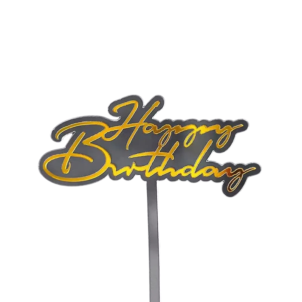 Διακοσμητικό καλαμάκι με την επιγραφή Happy Birthday Χρυσή επιγραφή τούρτας για γενέθλια 1