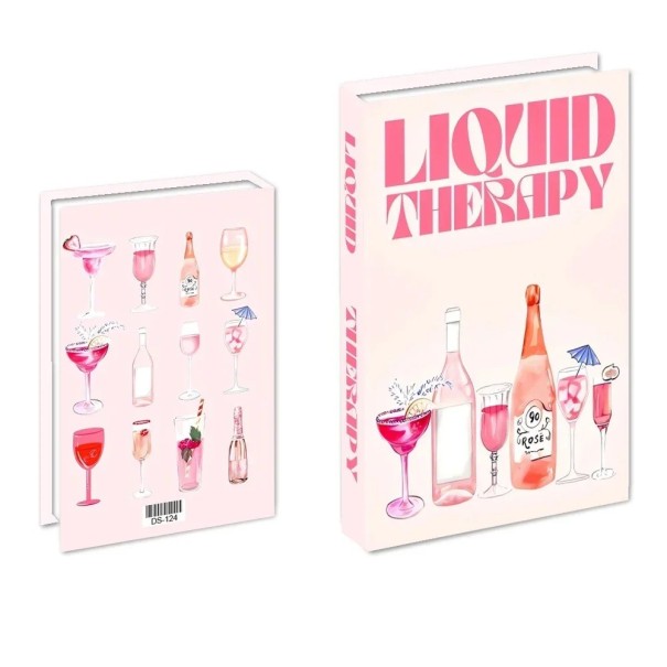 Διακοσμητικό Ψεύτικο Βιβλίο Liquid Therapy Μη Ανοίξιμο Βιβλίο Ροζ Σχέδιο Σύγχρονο Διακοσμητικό Αντικείμενο για Ράφι Βιβλιοθήκης 1
