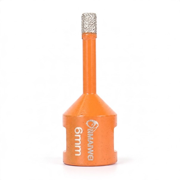 Diamantbor 6 mm med M14 gevind til vinkelsliber Vakuumloddede diamanter Orange Tør boring i fliser, marmor, granit og glas 1