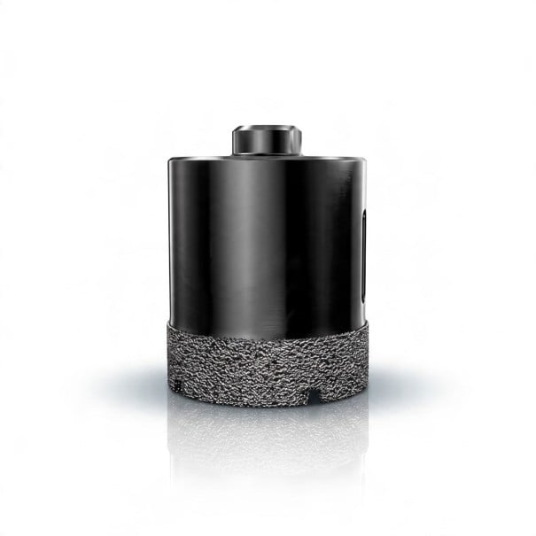 Diamantboring krone 55 mm med M10 gevind til vinkelsliber Loddede diamanter Sort Tør boring i fliser marmor granit og glas 1
