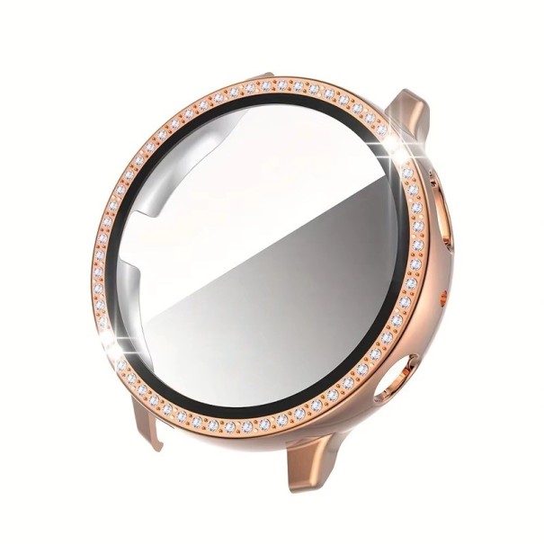 Diamantové pouzdro s integrovanou ochranou displeje pro Samsung Galaxy Watch Active 2 44 mm HD kryt s plným pokrytím proti poškrábání růžově zlatá