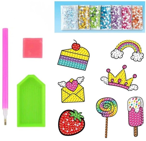 Diamantstickers Snoep en sprookjesmotieven 12 stuks creatieve set kleurrijke steentjes voor het maken van afbeeldingen voor kinderen 1