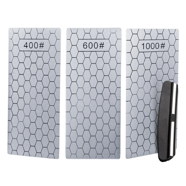 Diamond Sharpening Stone Set 400 600 1000 Grit with Holder Ultra-Thin Sharpening Stones with Guide Slider for Sharpening Knives, Tools and Blades 1