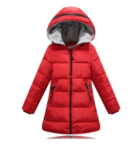 Dievčenská dlhá zimná bunda Anna J1885 červená 5