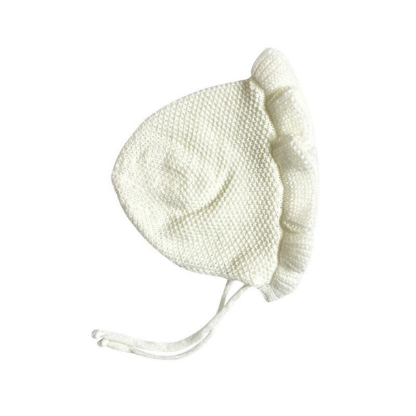 Dievčenská pletená čiapka s volánikom biela