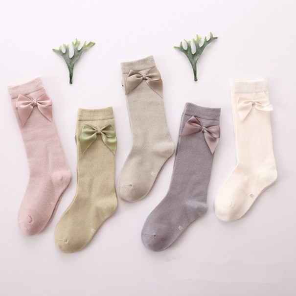 Dievčenské bavlnené ponožky s mašľou - 5 párov 5-7 rokov