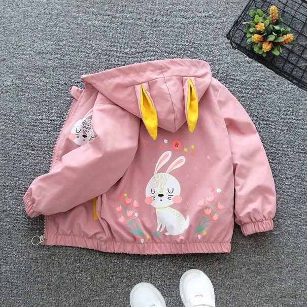 Dievčenské bunda s králikom L1958 ružová 5 A