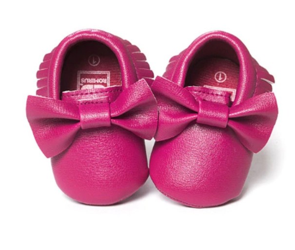 Dievčenské capáčky s mašľou tmavo ružová 12-18 mesiacov