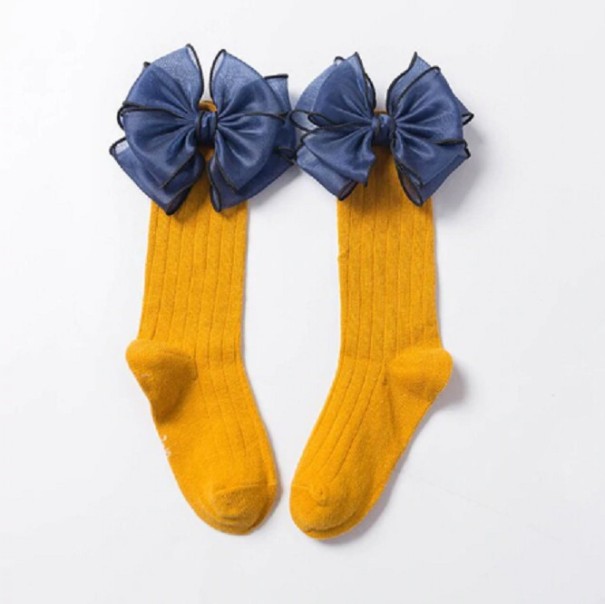 Dievčenské dlhé ponožky s mašľou žltá 1-3 roky