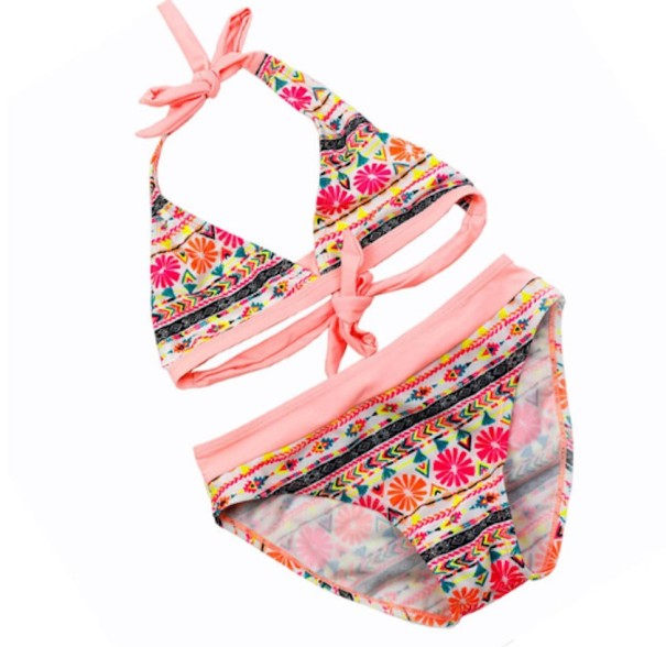 Dievčenské dvojdielne bikiny s kvetinami 12
