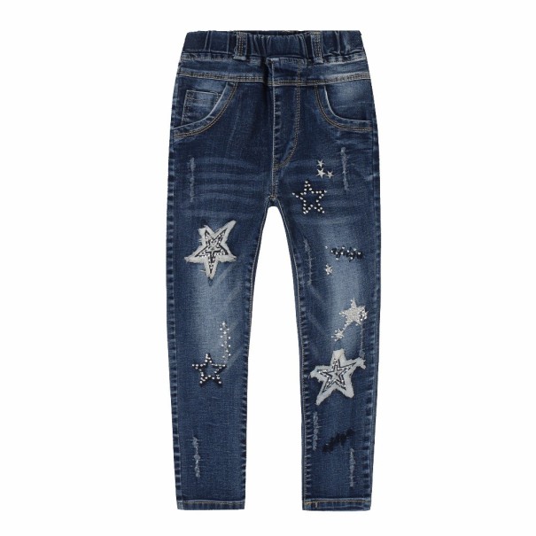 Dievčenské džínsy s potlačou hviezd 7