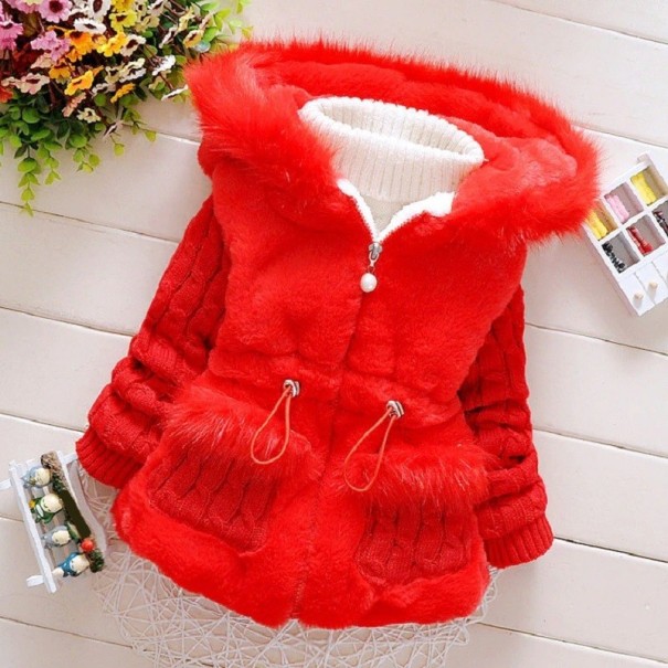 Dievčenské kabát L1896 červená 4
