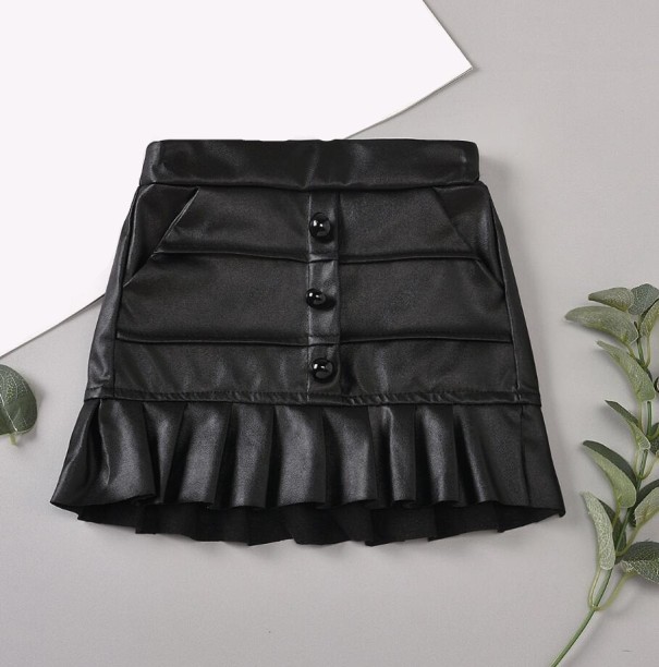 Dievčenské kožená sukňa L1040 čierna 5