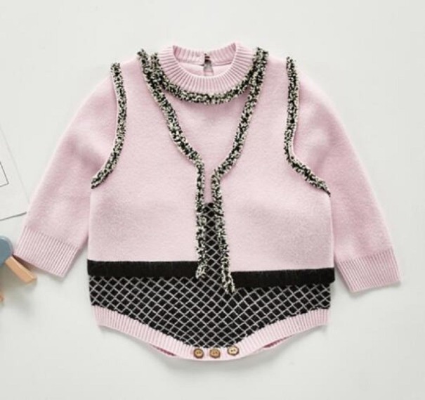 Dievčenské pletený sveter a body L1169 svetlo ružová 12-24 mesiacov