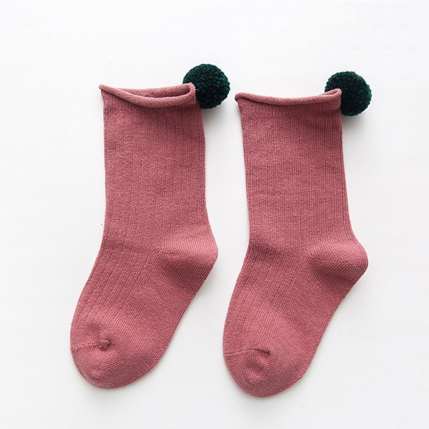 Dievčenské ponožky s brmbolcami staroružová 1-3 roky