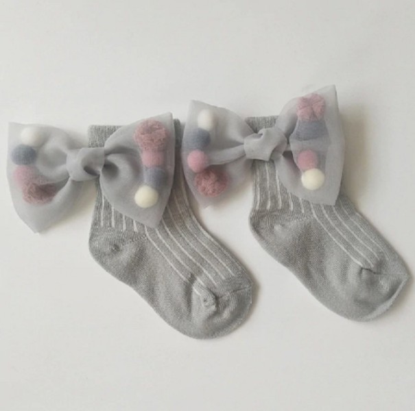 Dievčenské ponožky s mašľou A777 1-3 roky 8