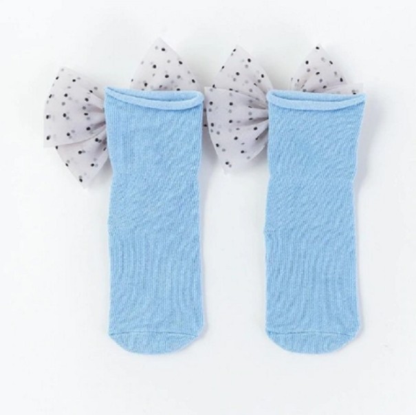 Dievčenské ponožky s mašľou A779 svetlo modrá 5-7 rokov
