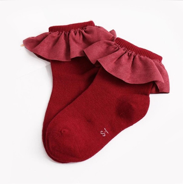 Dievčenské ponožky s volánikmi červená 4-6 rokov
