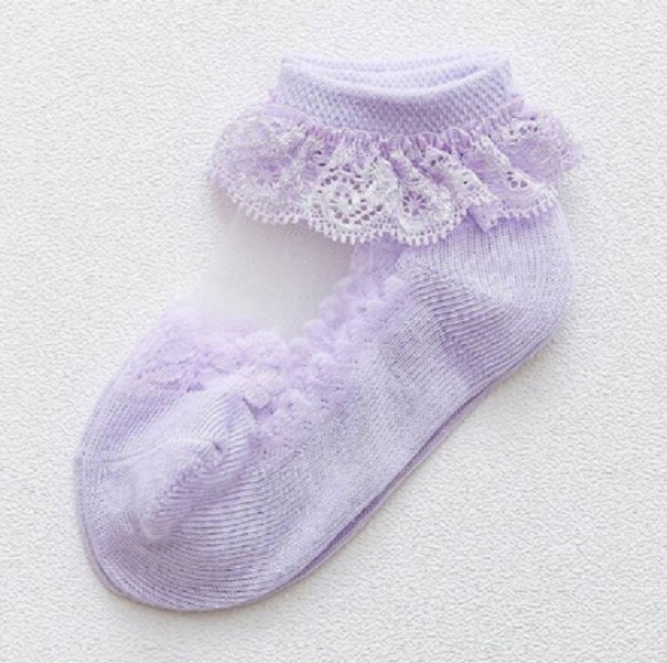 Dievčenské ponožky s volánikmi fialová 2-4 roky