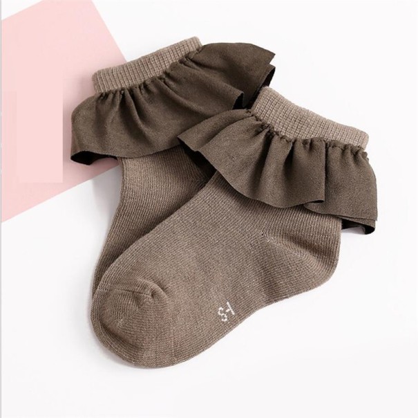 Dievčenské ponožky s volánikmi khaki 2-4 roky