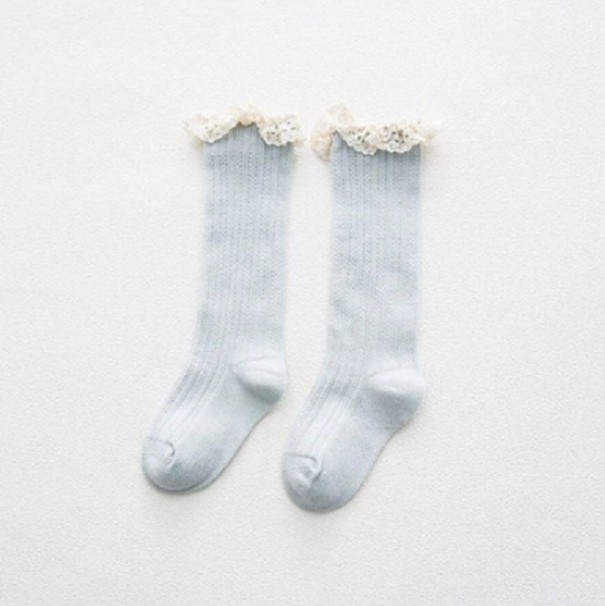 Dievčenské ponožky s volánikmi svetlo modrá 5-8 rokov