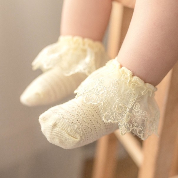 Dievčenské ponožky s volánikmi žltá 0-1 rok