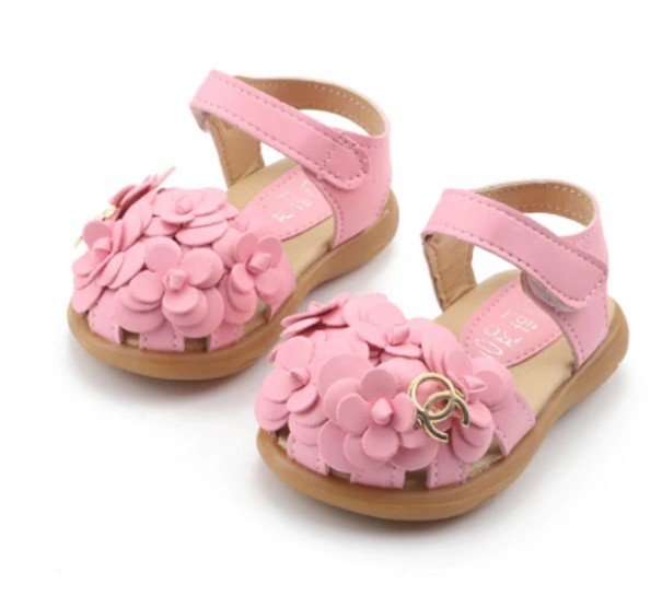 Dievčenské sandále s kvietkami A439 ružová 27