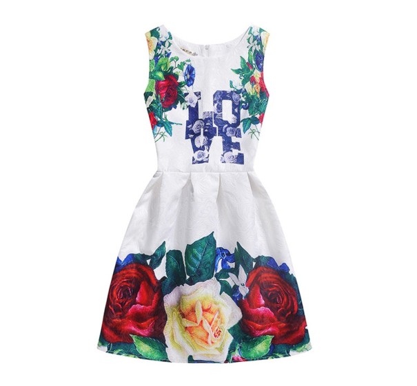 Dievčenské šaty LOVE s potlačou kvetín 5