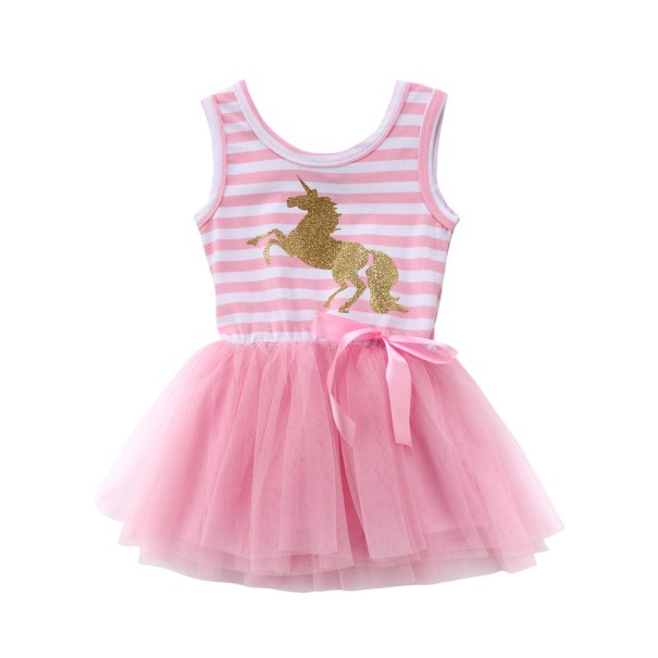 Dievčenské šaty s jednorožcom - Ružové 3